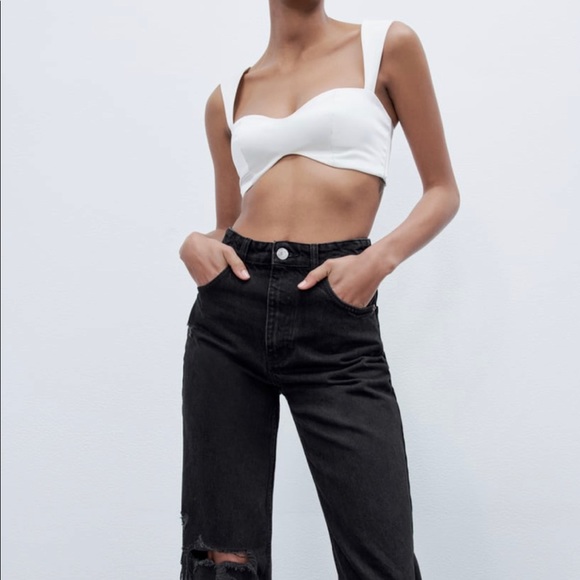 ZARA Ripped Wide Leg Jeans - Picture 3 of 12